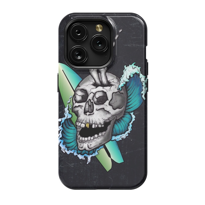 iPhone 15 Pro StrongFit Surfs Up Skull by Gringoface Designs