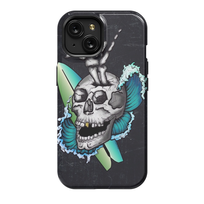 iPhone 15 StrongFit Surfs Up Skull by Gringoface Designs