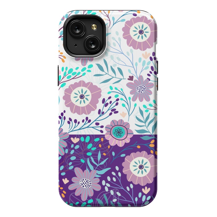 iPhone 15 Plus StrongFit Happy Purple Flowers For Summer by ArtsCase