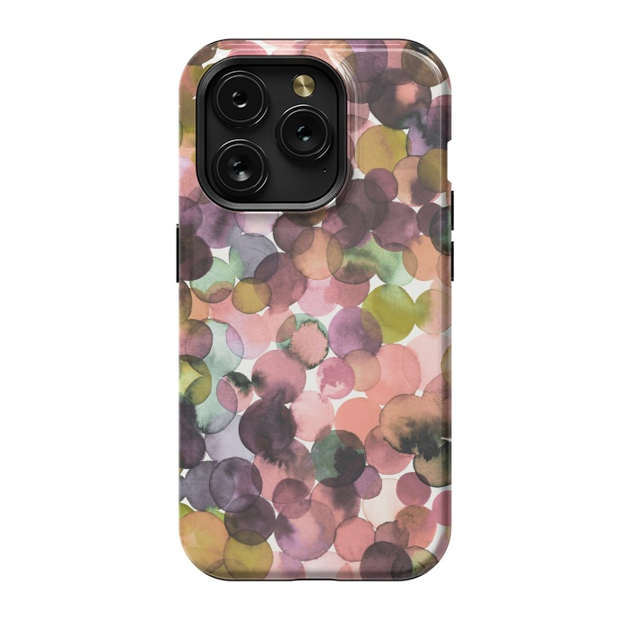 iPhone 15 Pro StrongFit Overlapped Watercolor Pale Dots by Ninola Design