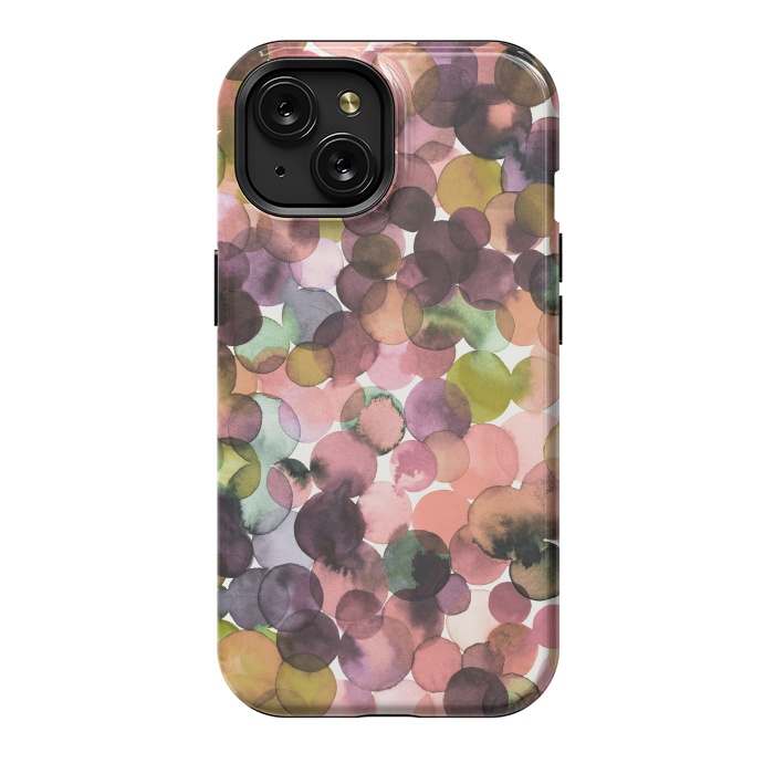 iPhone 15 StrongFit Overlapped Watercolor Pale Dots by Ninola Design