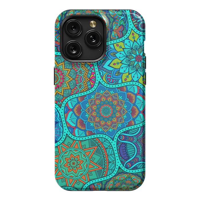 iPhone 15 Pro Max StrongFit Modern Mandalas In Blue And Green by ArtsCase