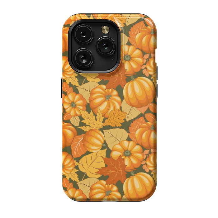 iPhone 15 Pro StrongFit Pumpkins and Autumn Leaves Party by BluedarkArt