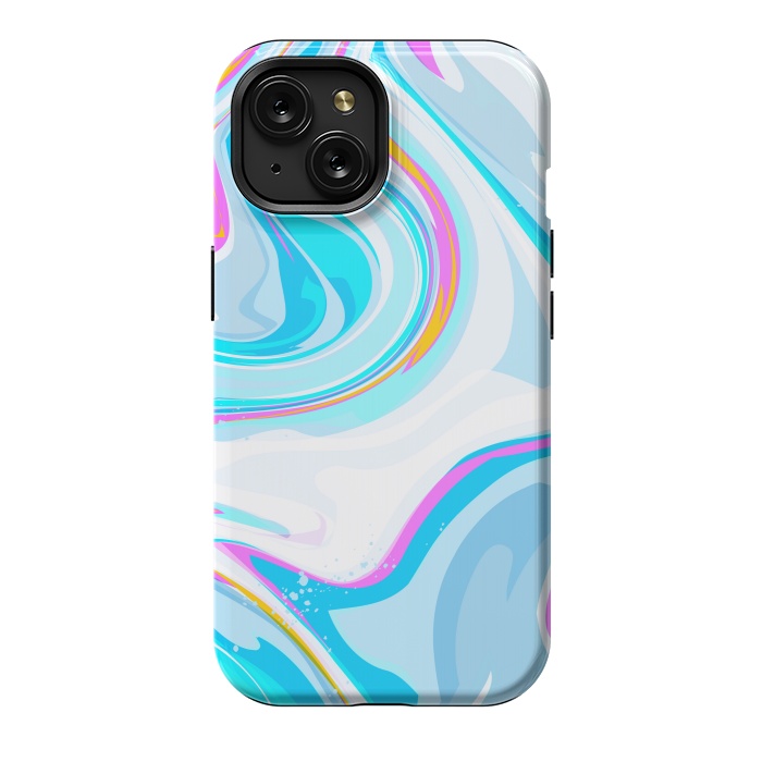 iPhone 15 StrongFit BLUE PINK MARBLE PRINT by MALLIKA
