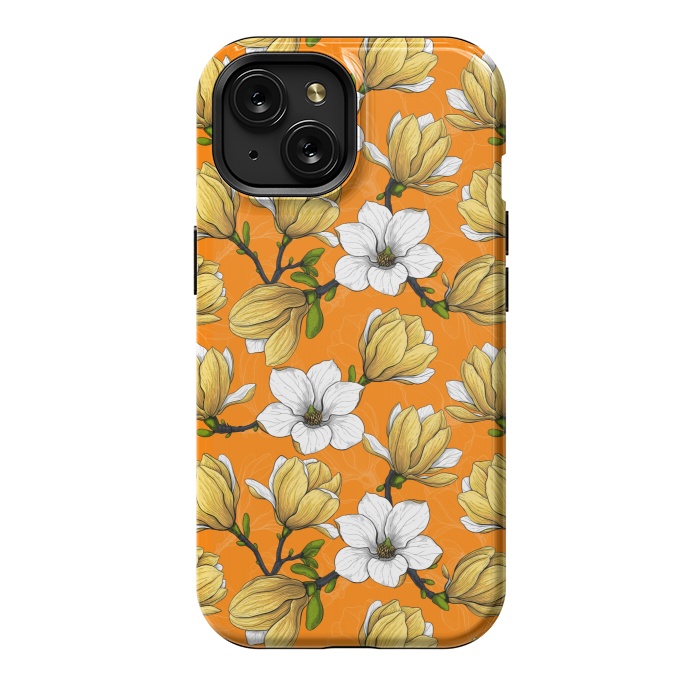 iPhone 15 StrongFit Magnolia garden orange by Katerina Kirilova
