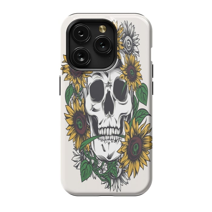 iPhone 15 Pro StrongFit Skull Sunflower by Joanna Vog