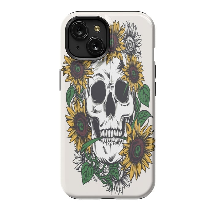 iPhone 15 StrongFit Skull Sunflower by Joanna Vog