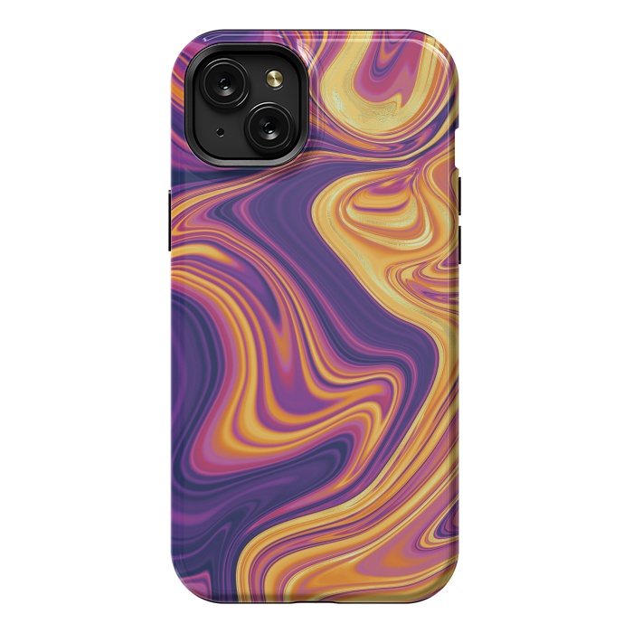iPhone 15 Plus StrongFit Fluid marbling with Swirls by ArtsCase