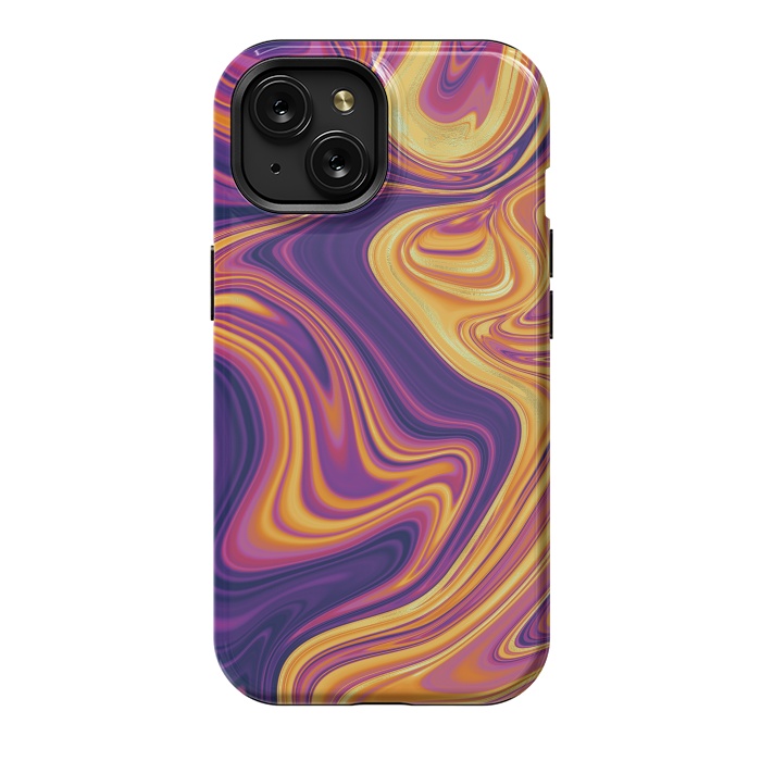 iPhone 15 StrongFit Fluid marbling with Swirls by ArtsCase