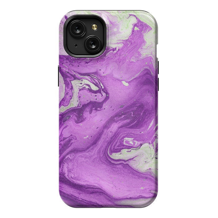 iPhone 15 Plus StrongFit Hand painted marble design Violet and beige by ArtsCase