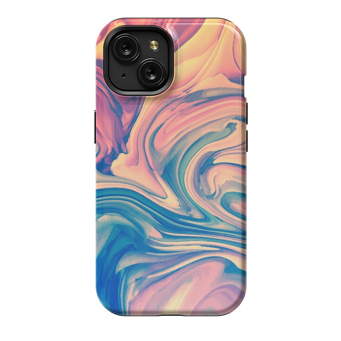 iPhone 15 StrongFit Marble Paint splash Colorful fluid by ArtsCase