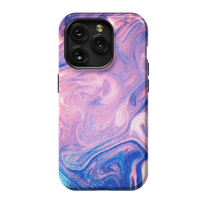 iPhone 15 Pro StrongFit Pink and Blue Marbling art by ArtsCase