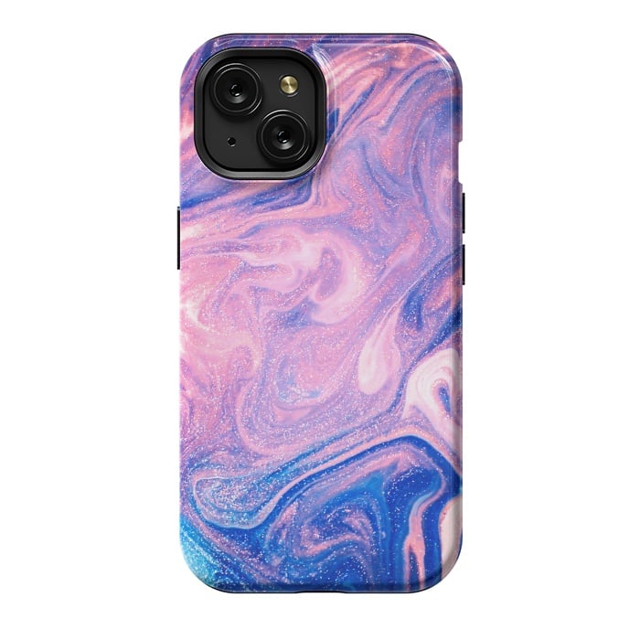 iPhone 15 StrongFit Pink and Blue Marbling art by ArtsCase