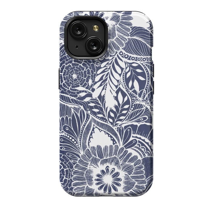 iPhone 15 StrongFit BlueFlorals by Rose Halsey