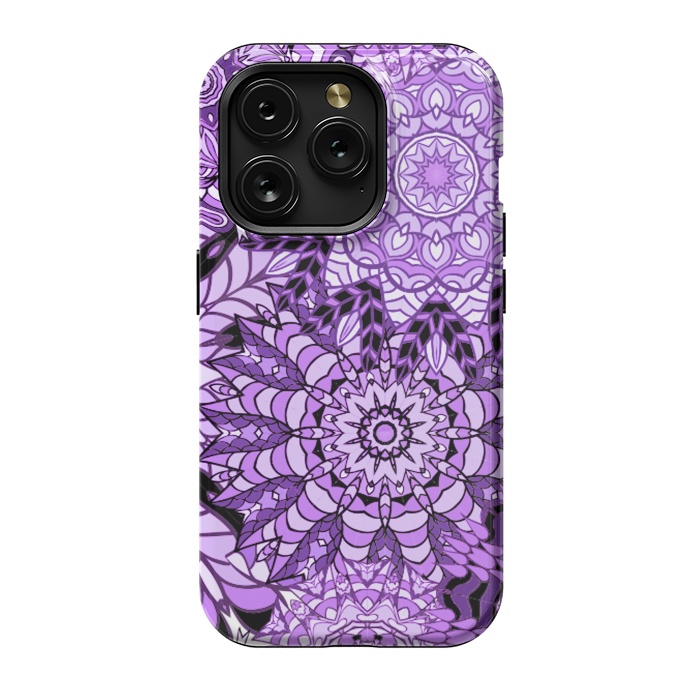 iPhone 15 Pro StrongFit Rain Of Purple Mandalas by ArtsCase