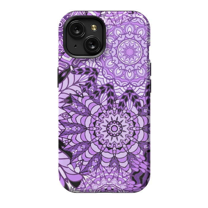 iPhone 15 StrongFit Rain Of Purple Mandalas by ArtsCase
