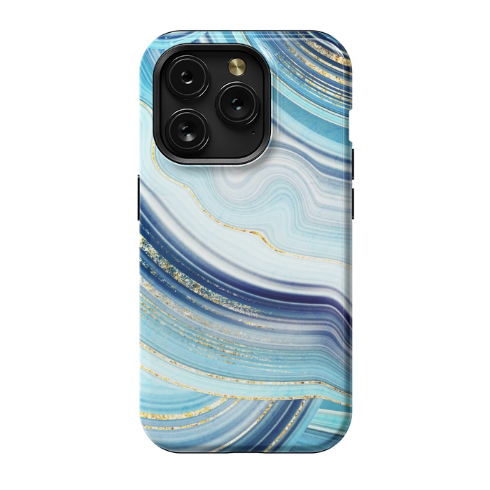 iPhone 15 Pro StrongFit Marble Design with gold veins, painted artificial marbled by ArtsCase