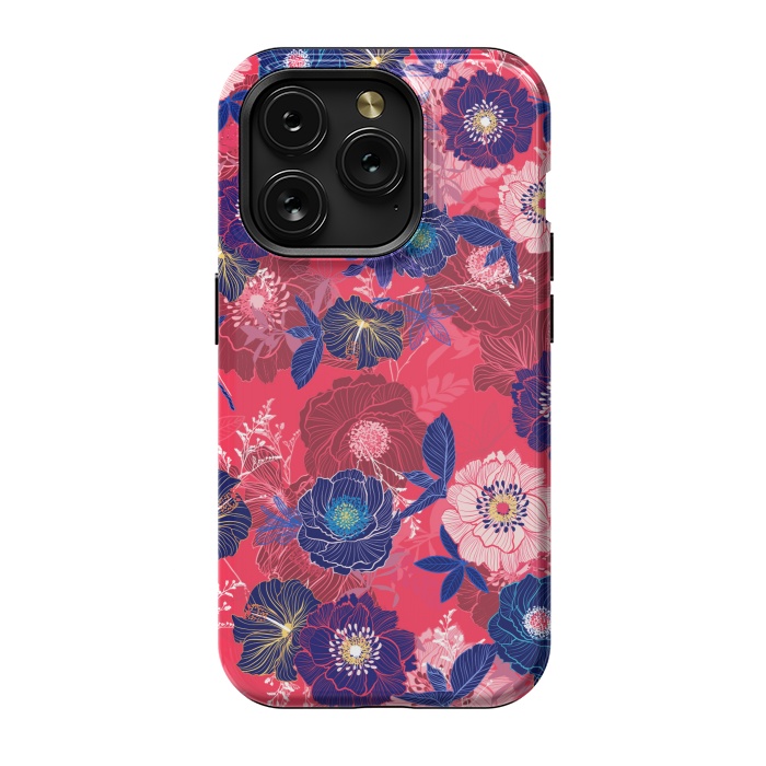 iPhone 15 Pro StrongFit Country Flowers in Red Sky by ArtsCase