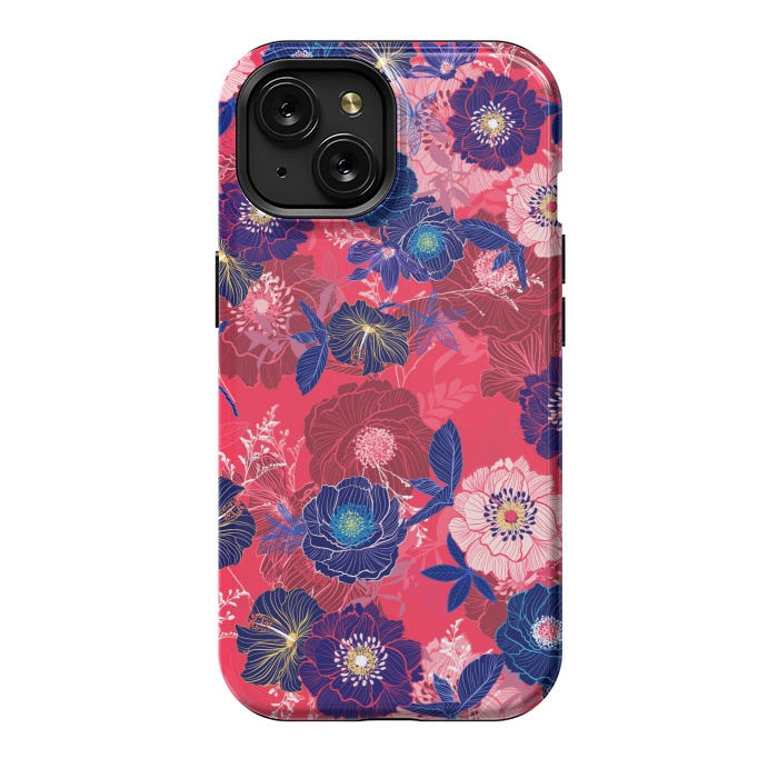 iPhone 15 StrongFit Country Flowers in Red Sky by ArtsCase