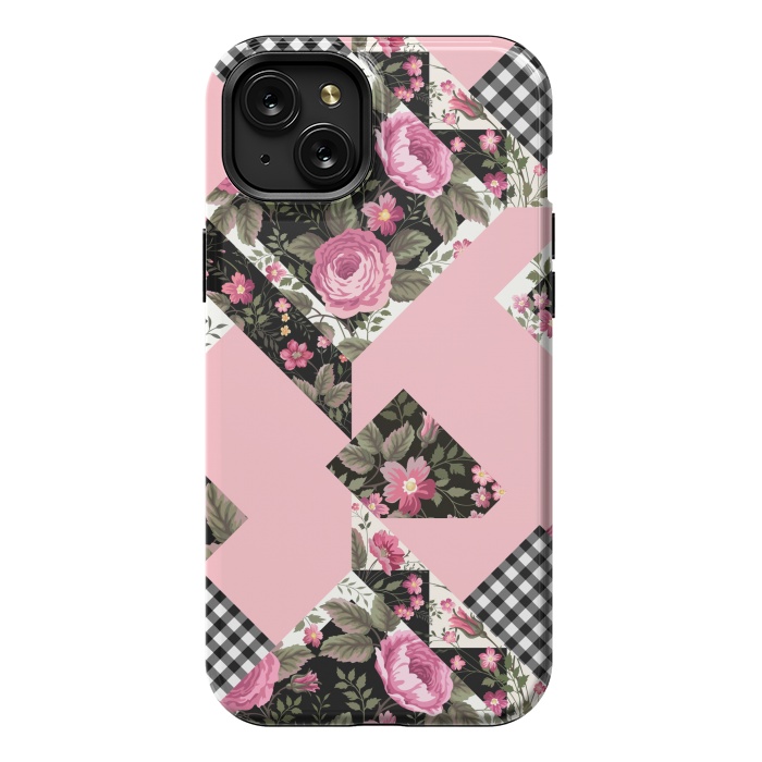 iPhone 15 Plus StrongFit elegant roses with pink background by ArtsCase