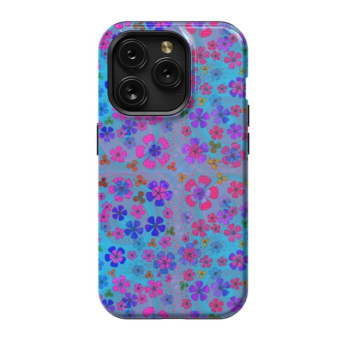 iPhone 15 Pro StrongFit psychedelic flowers in summer by ArtsCase