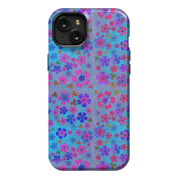 iPhone 15 Plus StrongFit psychedelic flowers in summer by ArtsCase