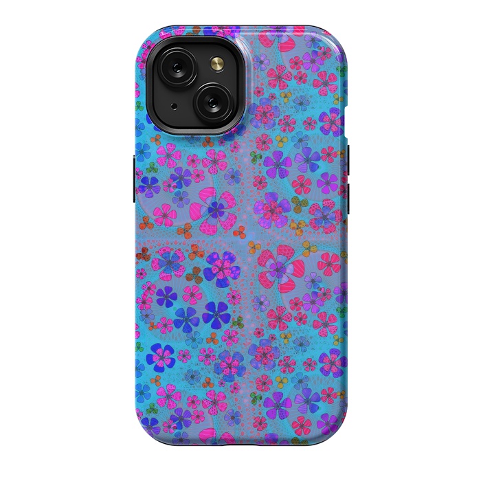 iPhone 15 StrongFit psychedelic flowers in summer by ArtsCase