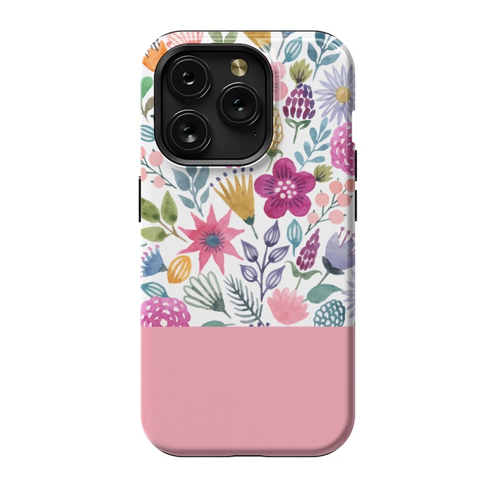 iPhone 15 Pro StrongFit watercolor flowers for summer by ArtsCase