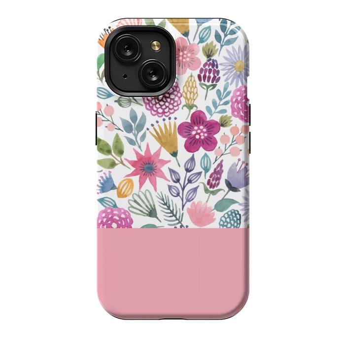 iPhone 15 StrongFit watercolor flowers for summer by ArtsCase
