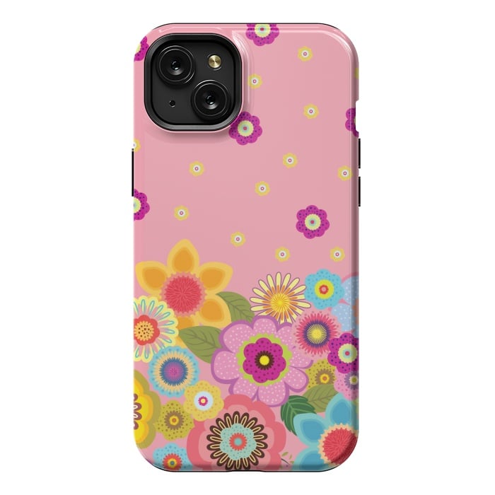 iPhone 15 Plus StrongFit assorted spring flowers by ArtsCase
