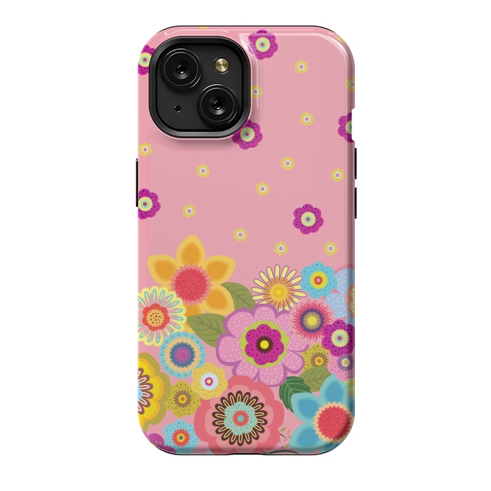 iPhone 15 StrongFit assorted spring flowers by ArtsCase