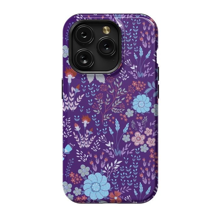 iPhone 15 Pro StrongFit tiny flowers in cold colors by ArtsCase