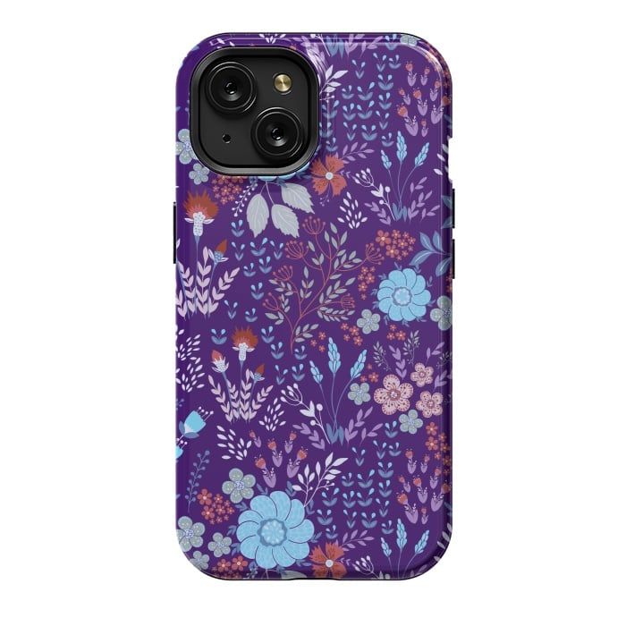 iPhone 15 StrongFit tiny flowers in cold colors by ArtsCase