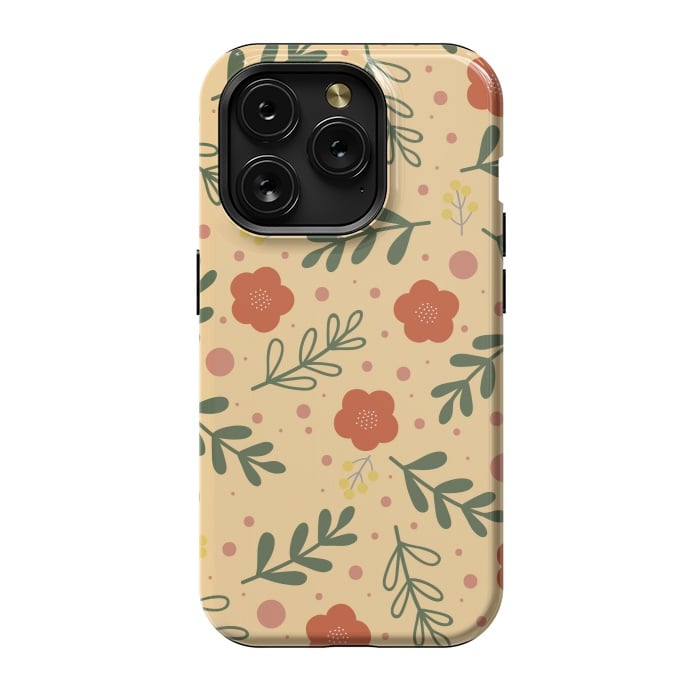 iPhone 15 Pro StrongFit orange flowers for october by ArtsCase
