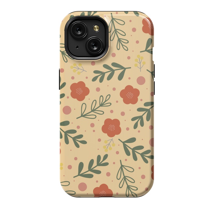 iPhone 15 StrongFit orange flowers for october by ArtsCase