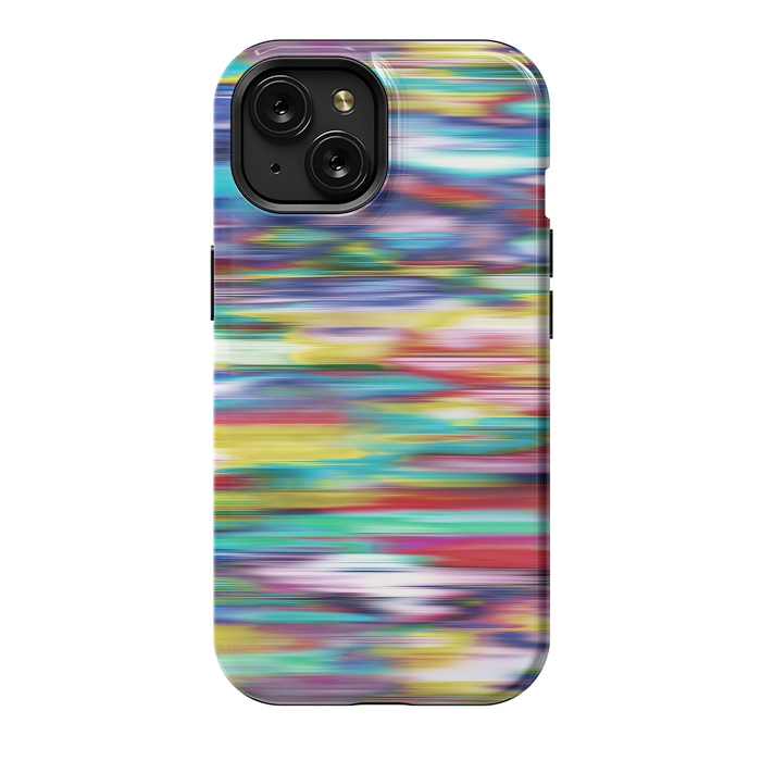 iPhone 15 StrongFit Ikat Blurred Stripes Multicolor by Ninola Design