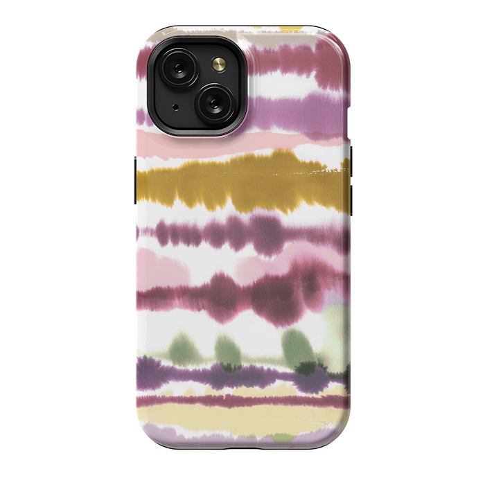 iPhone 15 StrongFit Soft Watercolor Lines Gold by Ninola Design