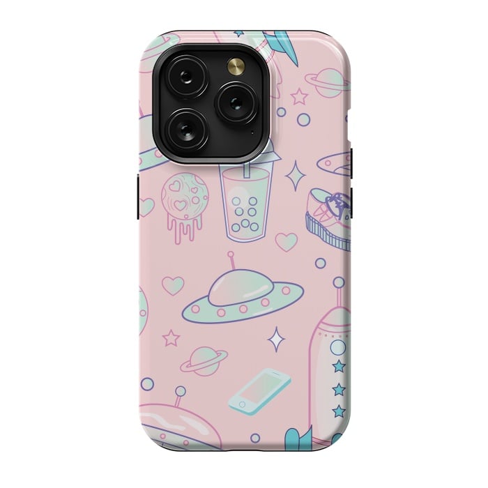 iPhone 15 Pro StrongFit Galaxy space babe pastel goth kawaii pattern by Luna Elizabeth Art