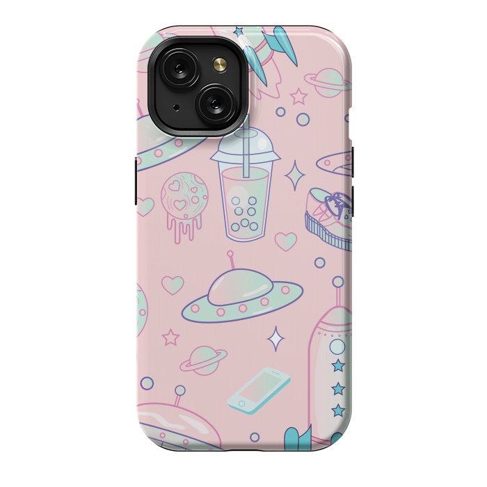 iPhone 15 StrongFit Galaxy space babe pastel goth kawaii pattern by Luna Elizabeth Art