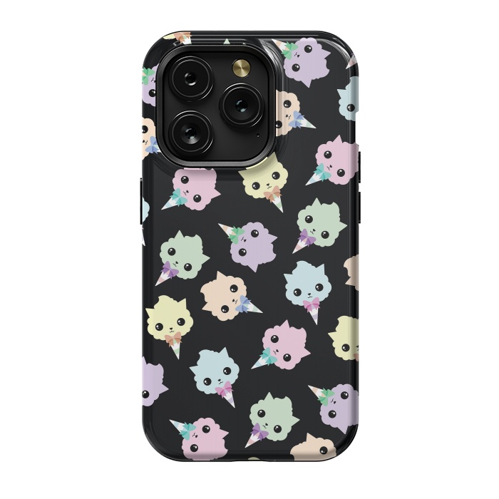 iPhone 15 Pro StrongFit Cotton candy cat pattern by Laura Nagel