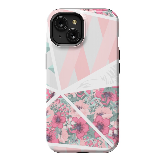 iPhone 15 StrongFit PINK PATCHWORK FLORAL by MALLIKA