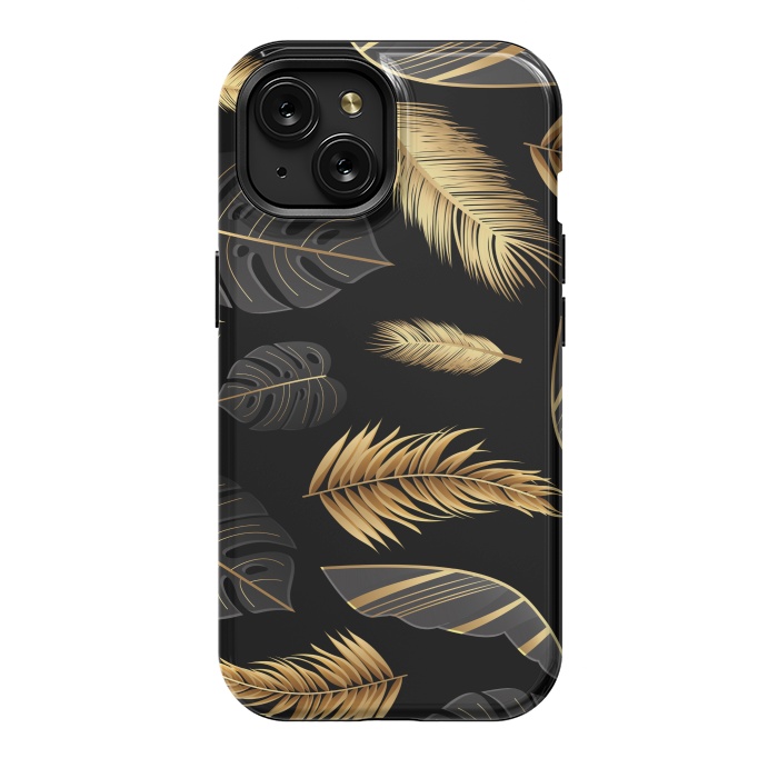 iPhone 15 StrongFit BLACK GOLDEN FEATHERS by MALLIKA