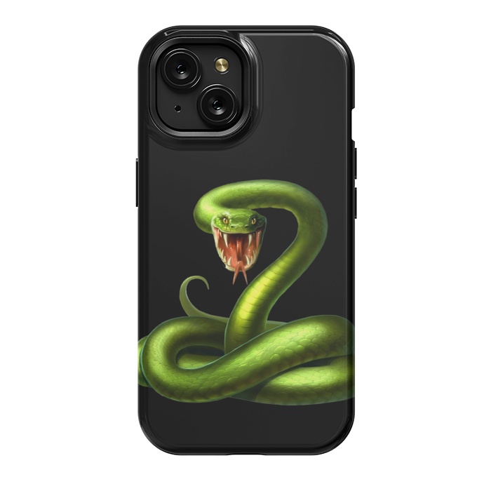 iPhone 15 StrongFit green snake by haroulita