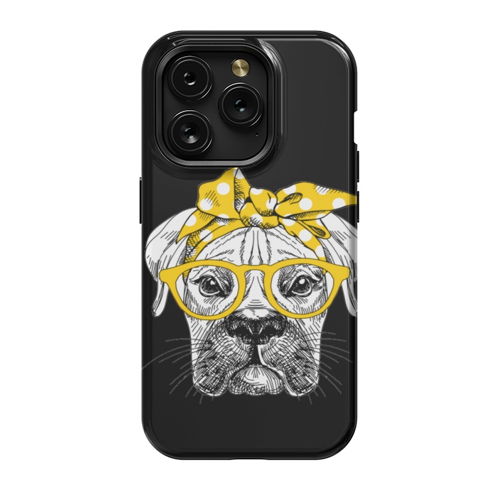iPhone 15 Pro StrongFit cute dog with glasses by haroulita