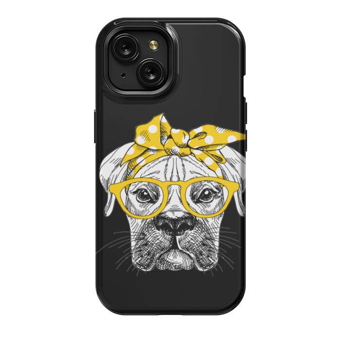iPhone 15 StrongFit cute dog with glasses by haroulita