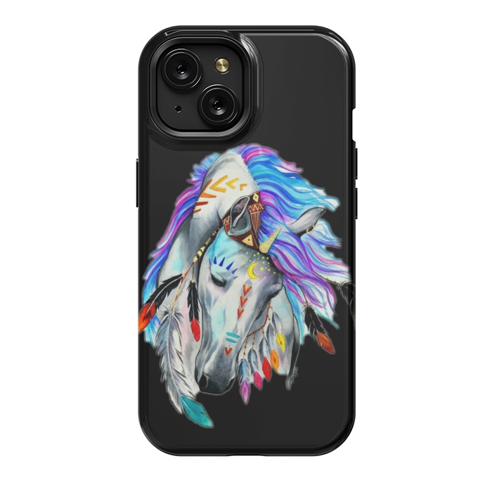 iPhone 15 StrongFit feather horse by haroulita