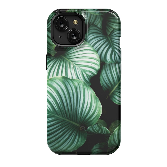 iPhone 15 StrongFit tropical leaves by haroulita