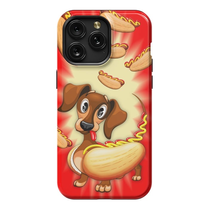 iPhone 15 Pro Max StrongFit Dachshund Hot Dog Cute and Funny Character by BluedarkArt