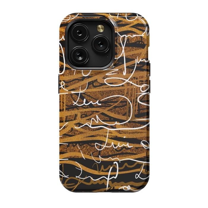 iPhone 15 Pro StrongFit Gold text writing abstract art case by Josie
