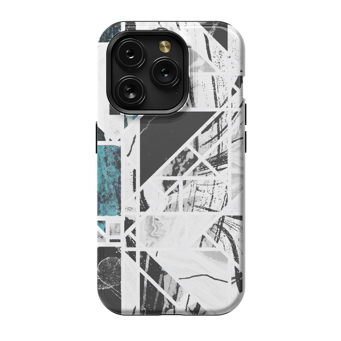 iPhone 15 Pro StrongFit Ink brushed marble tiles by Oana 